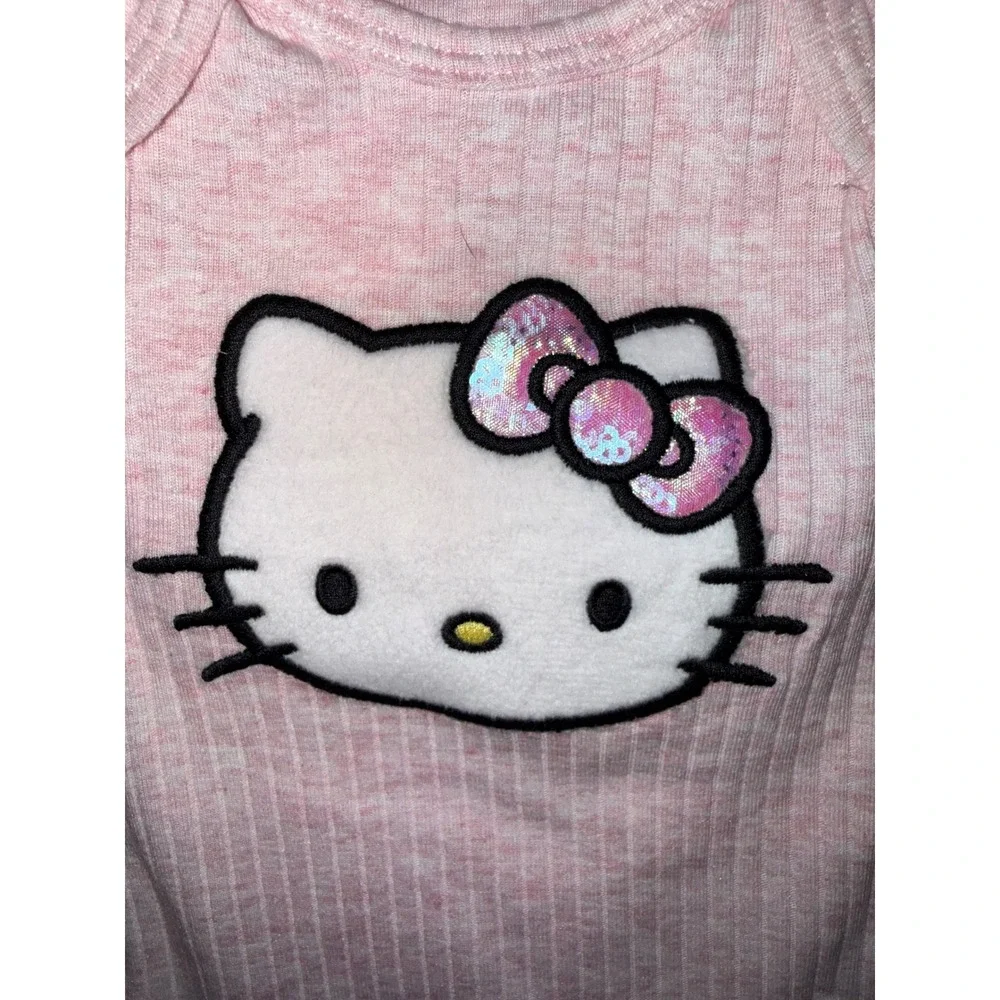 Hello Kitty Sanrio Baby Girls 3 Pack Pink Bodysuits Sequin Bow Hearts 3M NEW